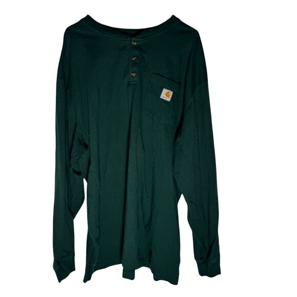Carhartt Original Fit Long Sleeve Henley Shirt Men's Size 3XL in Green - EUC! - Picture 1 of 4